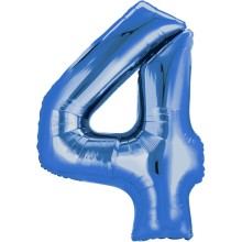 Folienballons Zahl - Freie Zahlwahl - Blau 66-86 cm, Zahl: 4