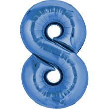 Folienballons Zahl - Freie Zahlwahl - Blau 66-86 cm, Zahl: 8