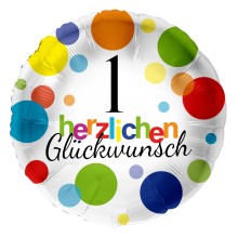 Folienballons Geburtstag - Bunte Punkte (Rund) - Freie Zahlwahl Ø 45 cm, Zahl: 1