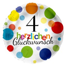 Folienballons Geburtstag - Bunte Punkte (Rund) - Freie Zahlwahl Ø 45 cm, Zahl: 4