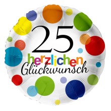 Folienballons Geburtstag - Bunte Punkte (Rund) - Freie Zahlwahl Ø 45 cm, Zahl: 25