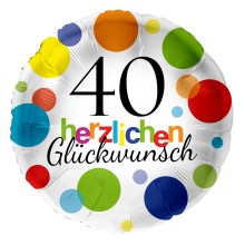 Folienballons Geburtstag - Bunte Punkte (Rund) - Freie Zahlwahl Ø 45 cm, Zahl: 40