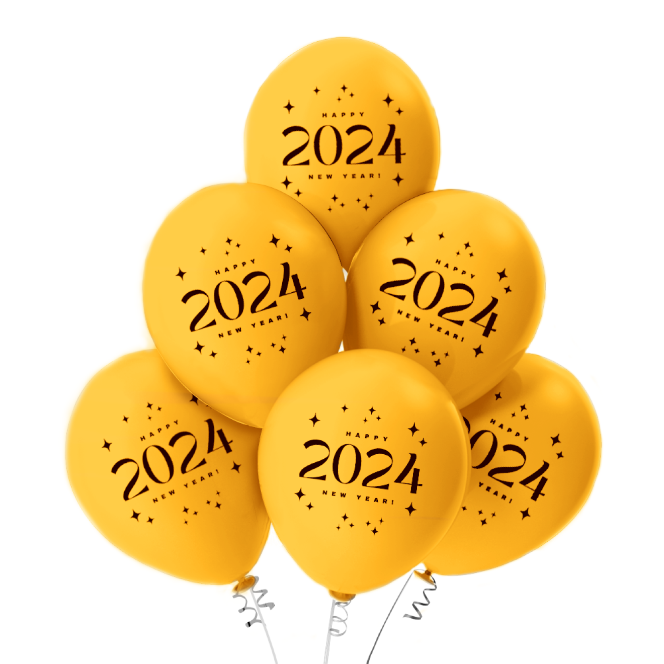 Luftballons Frohes neues Jahr 2024 - Gold