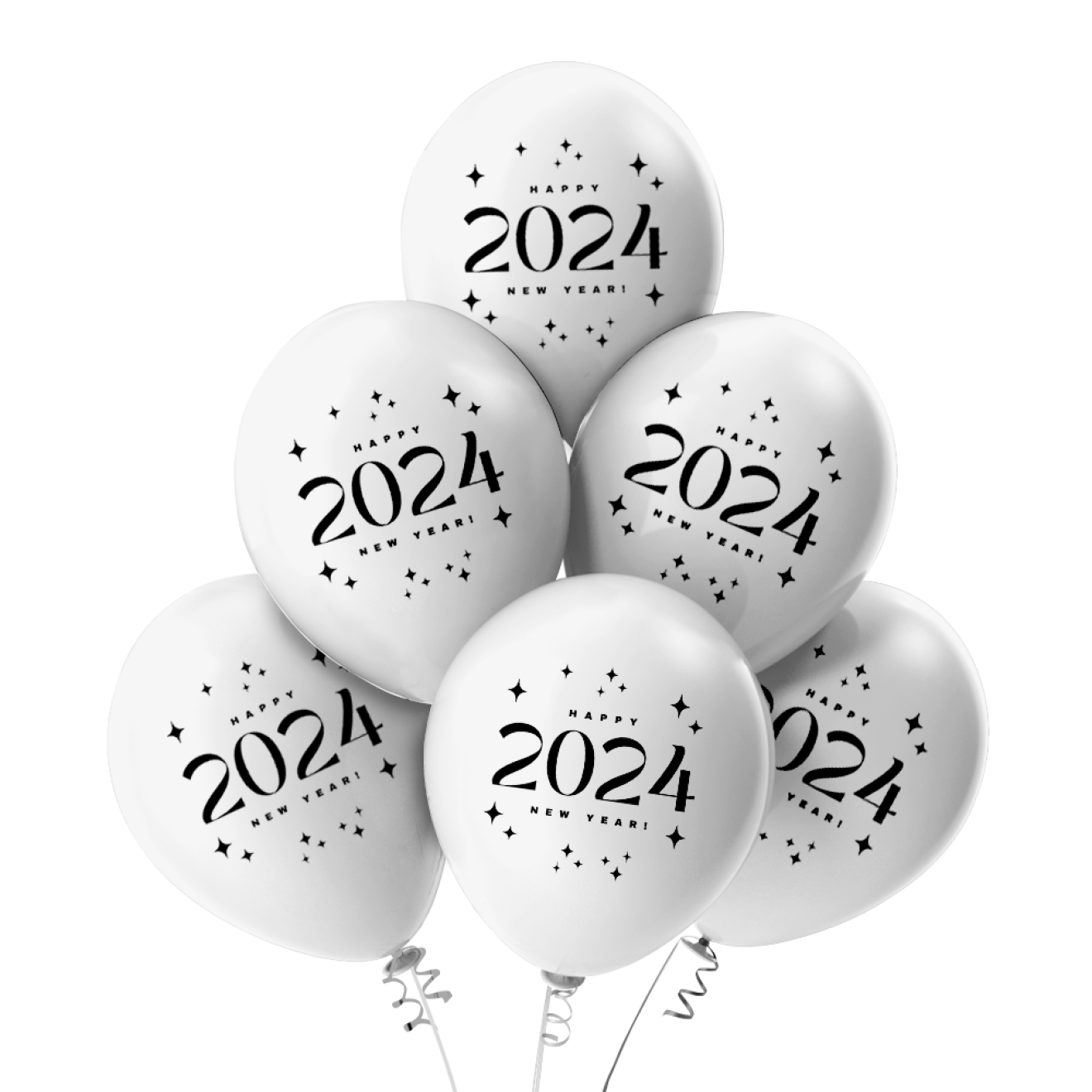 Luftballons Frohes neues Jahr 2024 - Silber