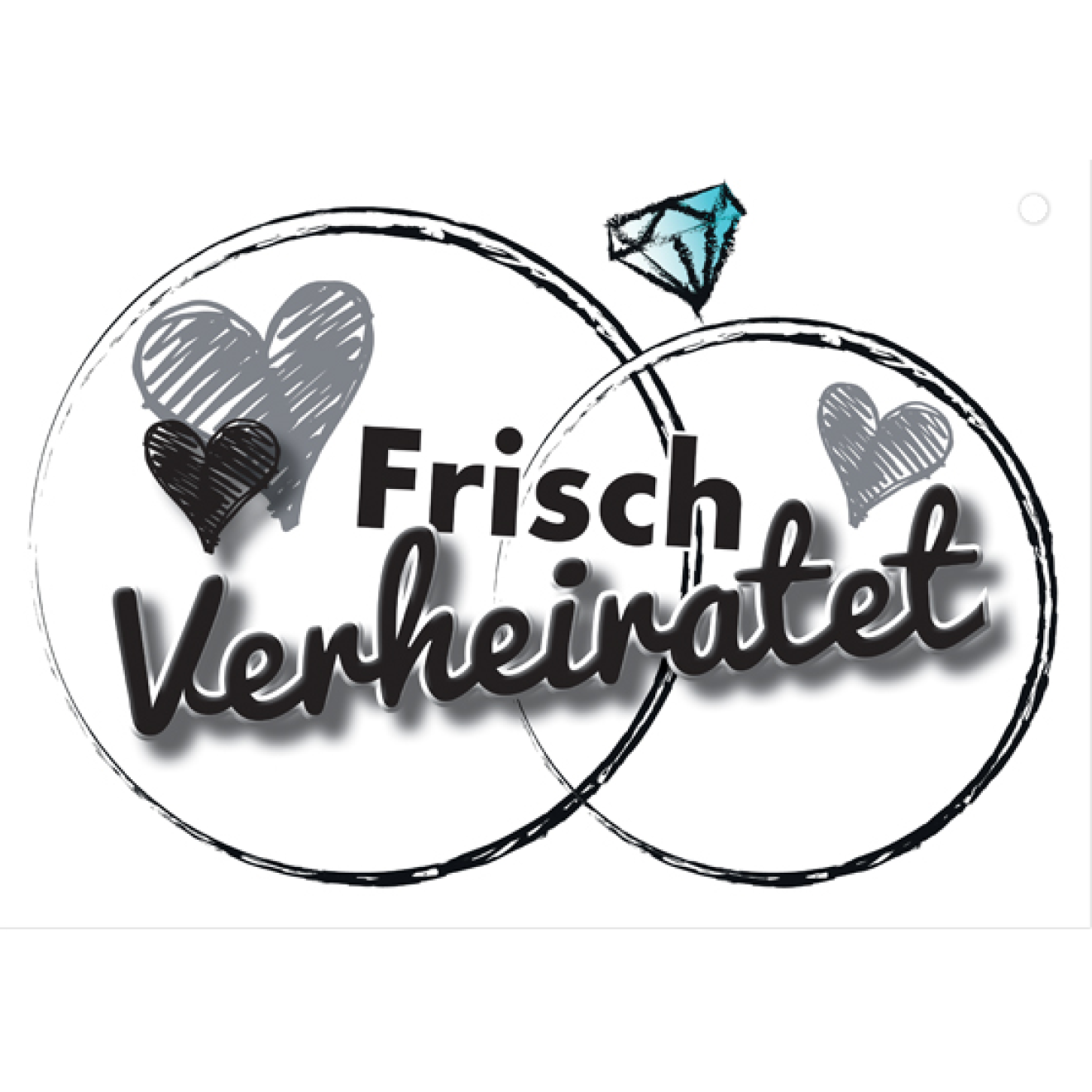 Ballonkarten / Wettflugkarten Hochzeit: Frisch Verheiratet - Ringe