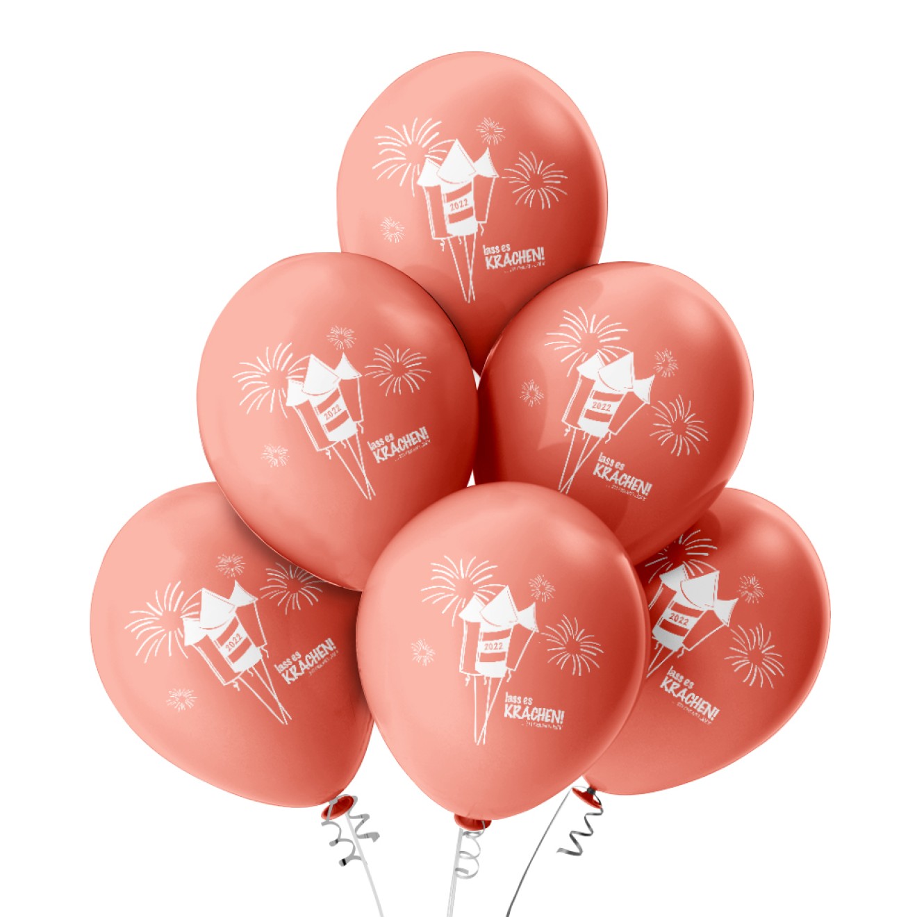 6 Luftballons Lass es krachen 2022 - Rose Gold