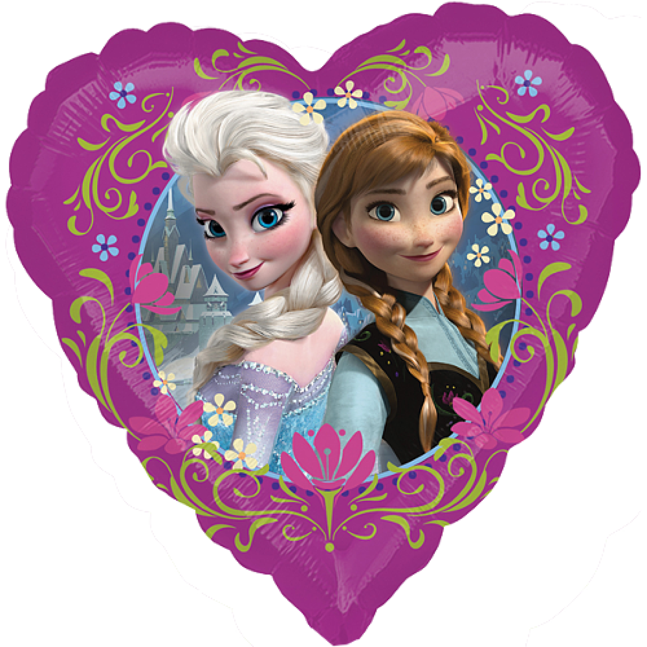 Folienballon Die Eiskönigin (Frozen) - Elsa & Anna (Herz mit Blüten) Ø 45 cm