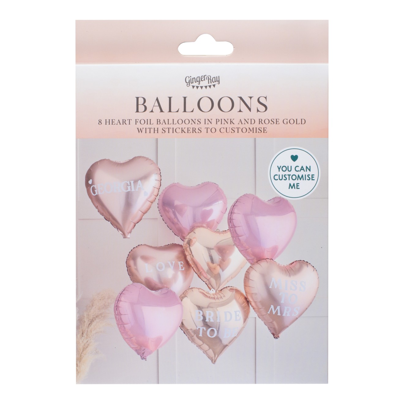 8 Customisable Balloon Cluster - Foil Balloons - With Stickers