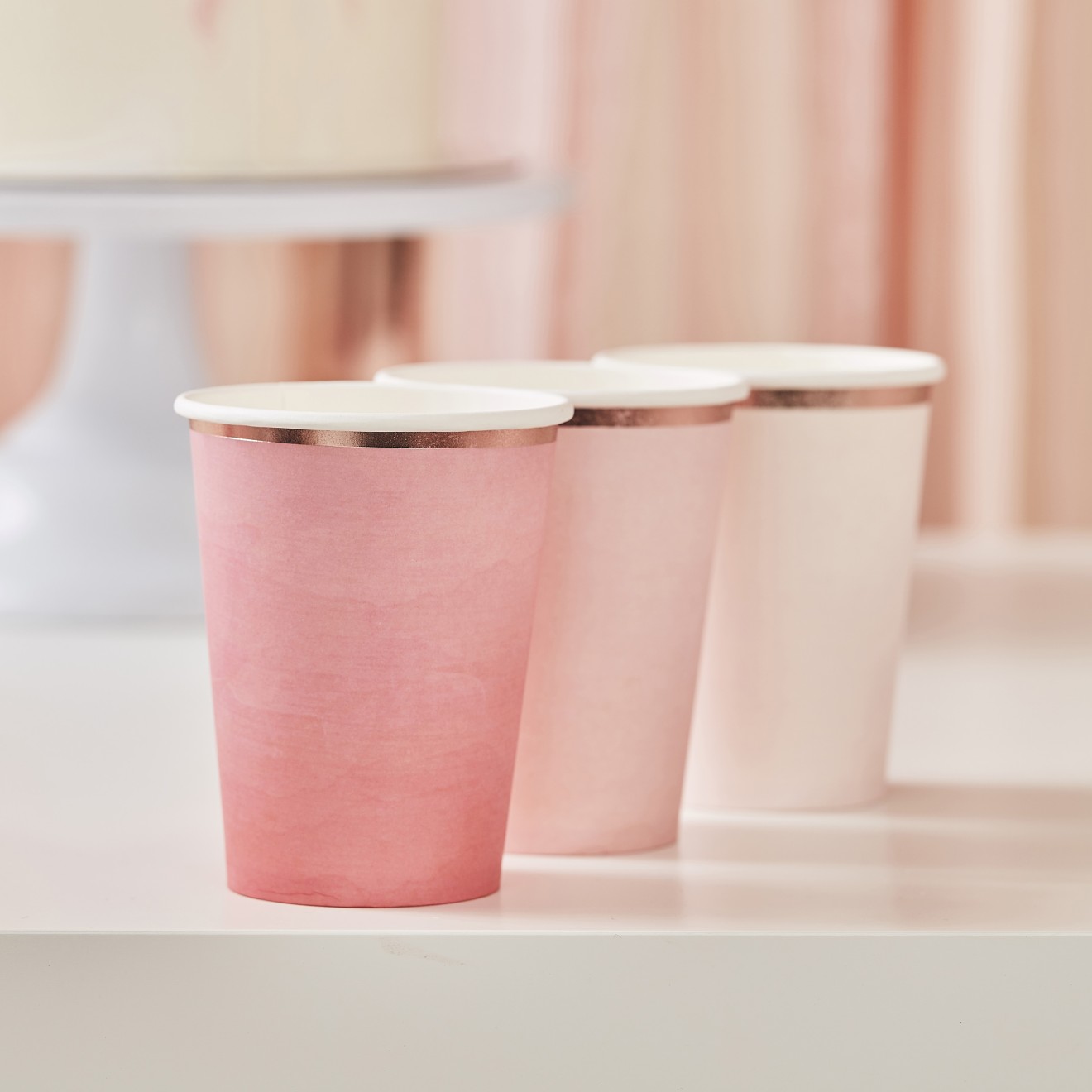 8 Ombre Pink & Rose Gold Foil Cups