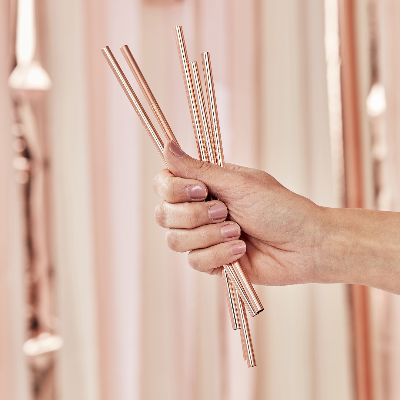 5 rose gold stainless steel straws