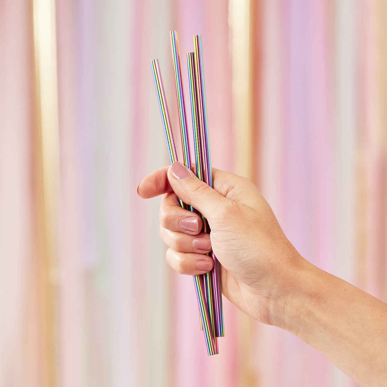 1 rainbow stainless steel straws