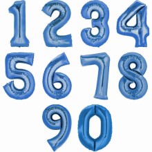 Folienballons Zahl - Freie Zahlwahl - Blau 86 cm