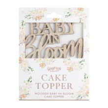 1 Cake Topper - Wooden Baby in bloom