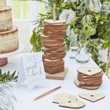 86 Guest Book - Wooden stacking heart Guest Book