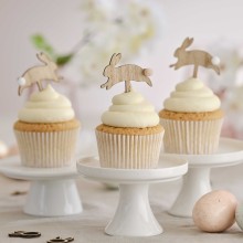 Cupcake Toppers - Jumping Bunnies - Wooden