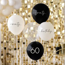 Balloon Bundle - 60th Birthday - Black, Nude, Cream, Champagne Chrome