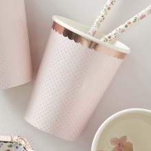 8 Paper Cups - Cup - Polka Dot - Rose Gold