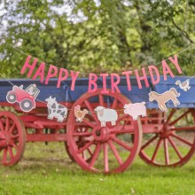 Balloon Bunting - Triple Layer Happy Birthday Farm Bunting with Balloons