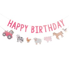 Balloon Bunting - Triple Layer Happy Birthday Farm Bunting with Balloons