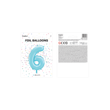 1 Ballon XXL - Zahl 6 - Hellblau