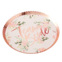 8 Paper Plates - Foiled - Rose Gold Floral