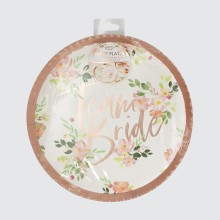 8 Paper Plates - Foiled - Rose Gold Floral