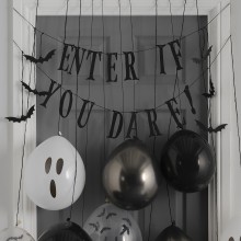 Balloon Door Kit - Enter If you Dare Bunting with Balloons - Black