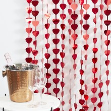 1 Backdrop - Red Heart Fringe Curtain