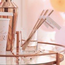 16 Rose Gold 'Team Bride' flag straws