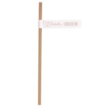 16 Rose Gold `Team Bride` flag straws