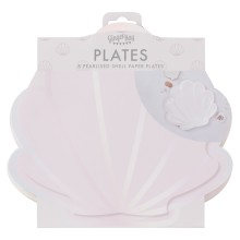 8 Paper Plate - Shell Shaped Plate - Pink and Iridescent