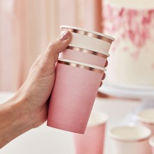 8 Ombre Pink & Rose Gold Foil Cups