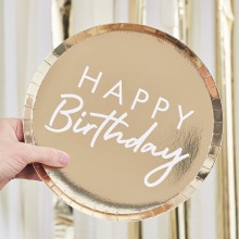 8 Gold Foiled Happy Birthday Plate