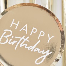 8 Gold Foiled Happy Birthday Plate