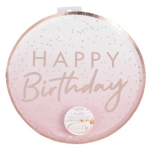 8 Happy Birthday Rose Gold Plate