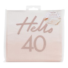 16 Rose Gold Foiled Watercolour Napkin - Hello 40