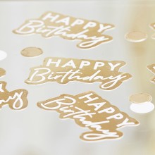 1 gold and white happy birthday confetti