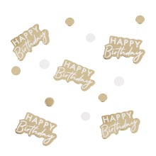 1 gold and white happy birthday confetti