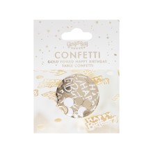 1 gold and white happy birthday confetti