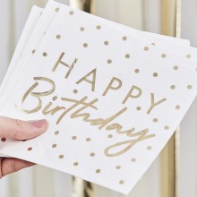 16 gold foiled happy birthday napkin