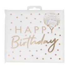 16 gold foiled happy birthday napkin