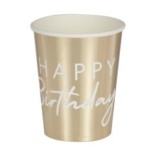 8 gold happy birthday cup