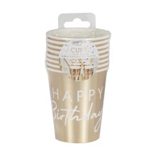 8 gold happy birthday cup