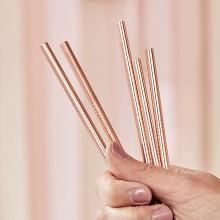 5 rose gold stainless steel straws