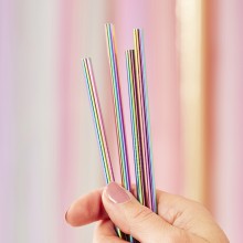 1 rainbow stainless steel straws