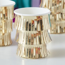 8 Cups - Gold foil fringe cups