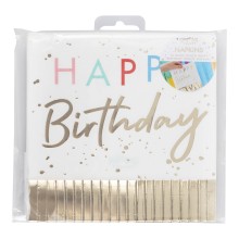 16 Napkins - Happy Birthday Colour Block Fringe - Foiled