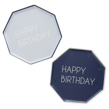 8 Eco Paper Plates - Happy Birthday - MIXed Pack - Blue