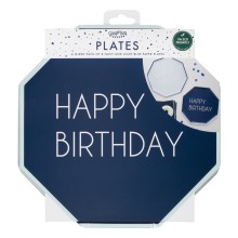 8 Eco Paper Plates - Happy Birthday - MIXed Pack - Blue