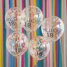 5 Hello 18 Milestone Balloons - Eco Brights